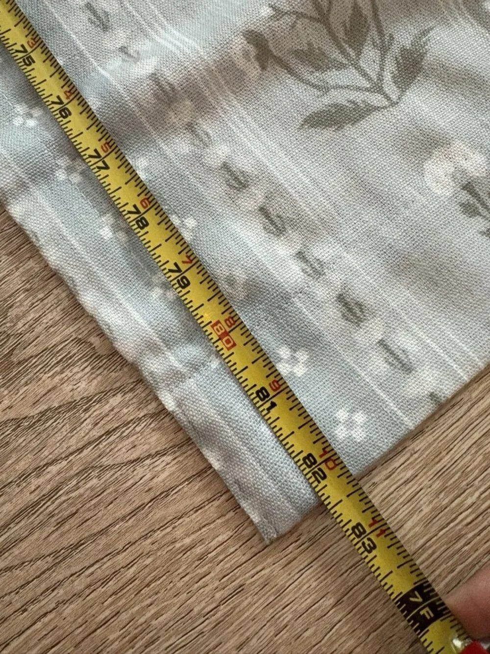 Blue Grey Pinch Pleated Floral Curtain Panel 82” Long
